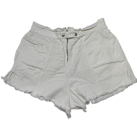 SEA New York White Cream Nyla Twill Shorts Size 16 Raw Hem Elastic Waist - Picture 1 of 7